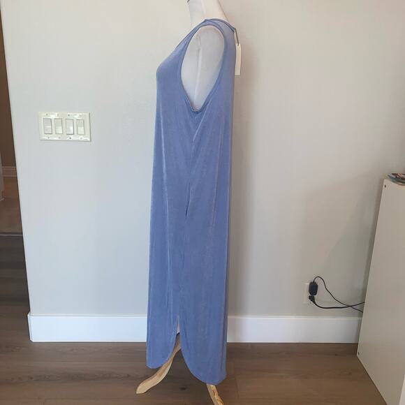 Three Bird Nest - Cassie Sleeveless Side Pocket Slinky Maxi Dress Blue XL NWT - Picture 2 of 5